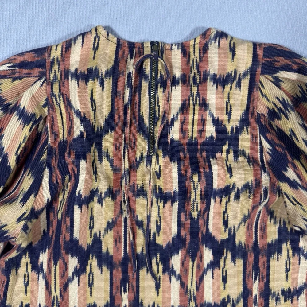 Ulla Johnson Jude Top Size 4 Ikat Print Puff Sleeve Cotton Blouse India